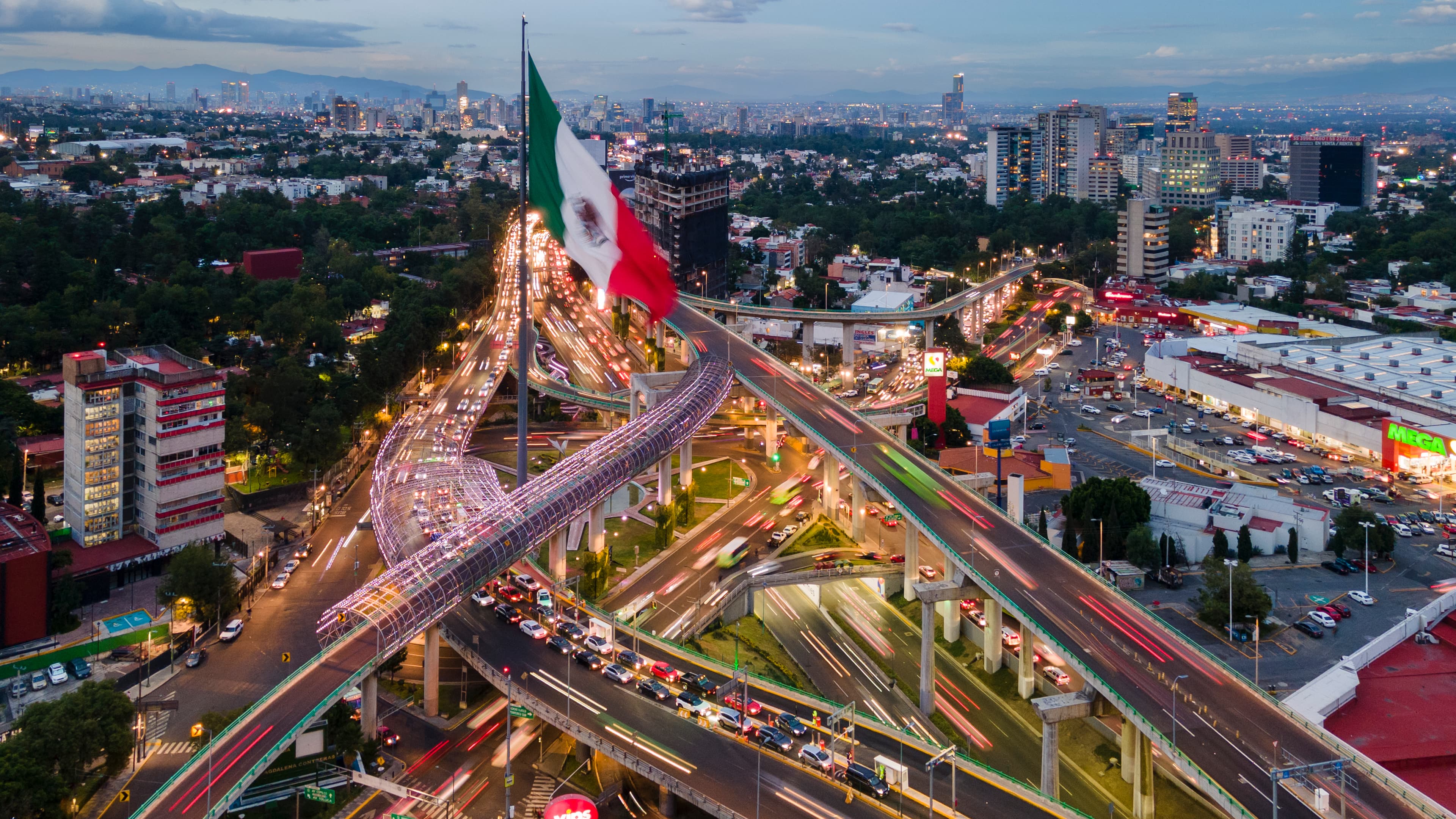 Ciudad de México de noche vista panorámica